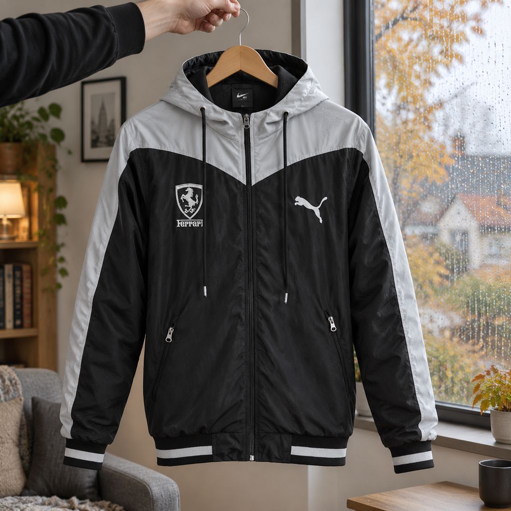 کاپشن مشکی طوسی مردانه مدل Ferrari