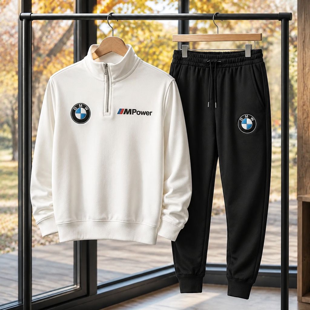 ست مردانه هودی نیم زیپ و شلوار مدل Mpower